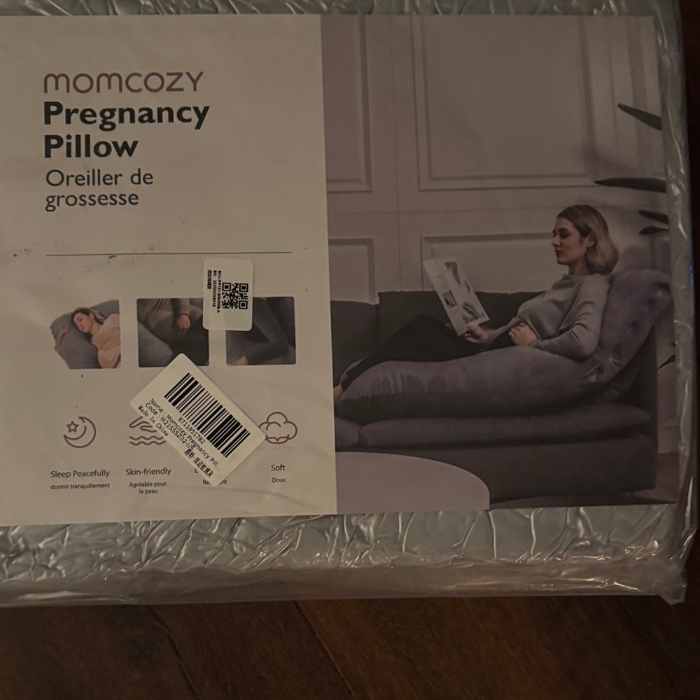 Momcozy Soft Gray Pregnancy Pillow